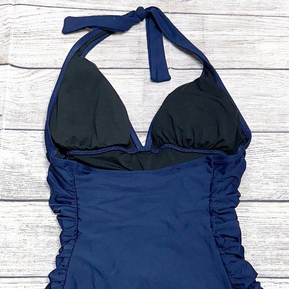 J. Crew Navy One Piece Halter Swimsuit Size 4 - Picture 11 of 12